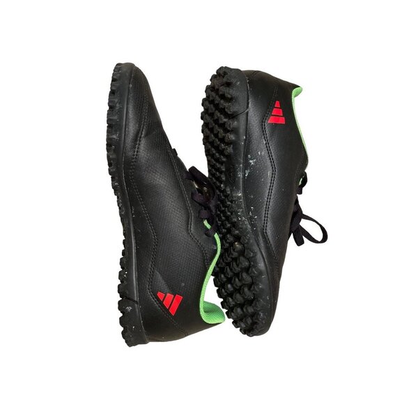 Adidas Black Red Stripe Lace Up Kids Cleats Sz 4 - Picture 4 of 7